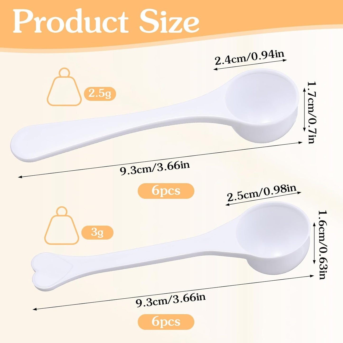 12pcs Plastic Teaspoon Measuring Spoons 5ml Bulk Reusable Scoop Measuring Spoons Long Handle Scoops for Coffee Spice Jars Small White Measurings Tablespoon Kitchen Cooking Tool for Baking