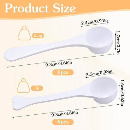 12pcs Plastic Teaspoon Measuring Spoons 5ml Bulk Reusable Scoop Measuring Spoons Long Handle Scoops for Coffee Spice Jars Small White Measurings Tablespoon Kitchen Cooking Tool for Baking