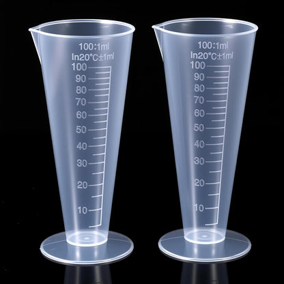 Plastic Graduated Measuring Cup, 100mL Round Base Cone Shape Graduated Beaker Clear Capacity Beaker for Kitchen Lab(2Pack)