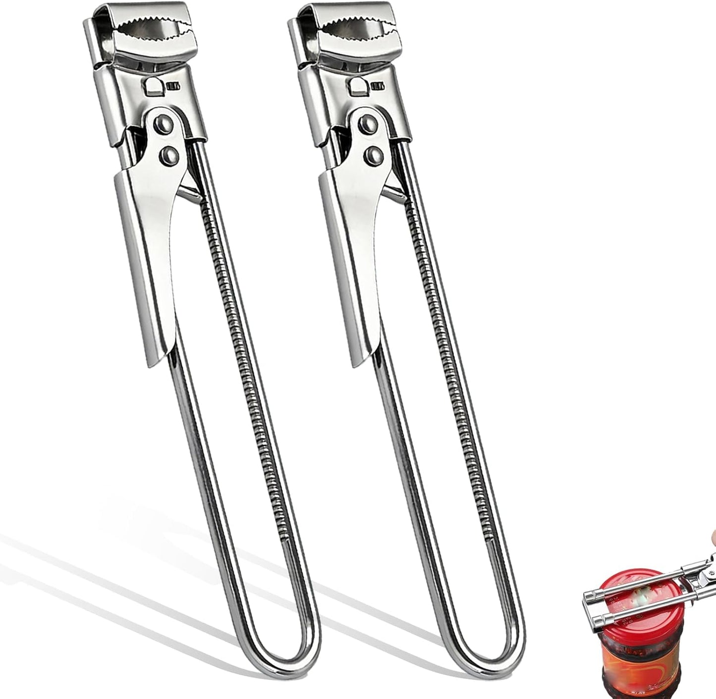 Adjustable Stainless Steel Jar Opener for Seniors & Weak Hands, Bottle Lid Opener Tool with Non-Slip Grip, Easy Manual Canning Jar Cap Cracker Openers for Jars, Tops, Cans. (1)