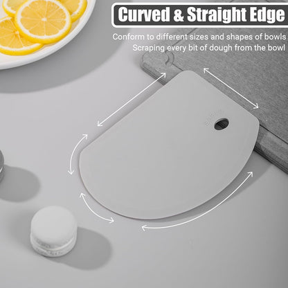 Silicone Dough Scraper with Stainless Steel Sheet, Curved Edge Flexible Bowl Scraper for Baking, Food Grade Silicone Bench Scraper for Sourdough Bread Proofing Basket, 5.98"×4.3", Mint Green, SAPID