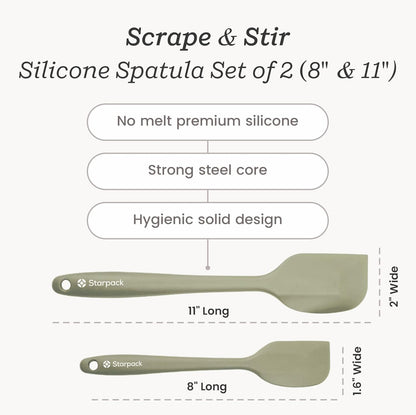 Starpack 'Scrape and Stir' Silicone Rubber Spatula Set (4-Piece) - LFGB Non Toxic, 600°F Heat Resistant, BPA-Free, One-Piece Kitchen Baking Spatulas - Dishwasher Safe for Nonstick Cookware Earthy Pink