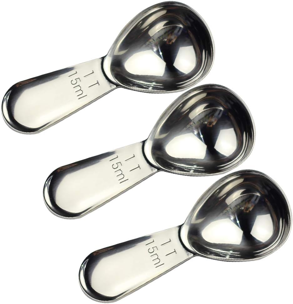 CoaGu Short Handle Coffee Scoop 15ml (1 Tbsp) - Stainless Steel Measuring Spoon for Ground Coffee, Spices & Protein Powder - Compact Design Fits Small Jars, Dishwasher Safe & Rust-Resistant