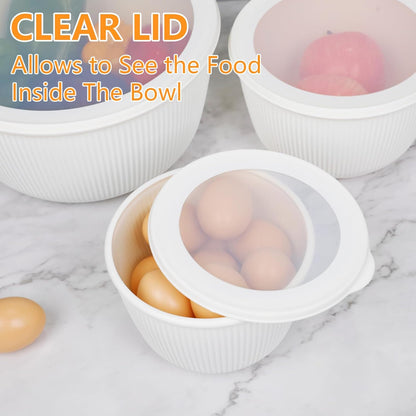 BoxedHome Mixing Bowls with Lids - 8 Piece Plastic Nesting Bowls Set includes 4 Prep Bowls and 4 Lids, Microwave and Dishwasher Safe, Green