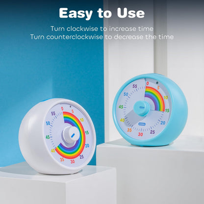Visual Timer for Kids, 60-Minute Countdown for Classroom Office Kitchen, Desk Timer Kids Time Management Tools with Silent Operation, Pomodoro Timer Rainbow Pattern Purple