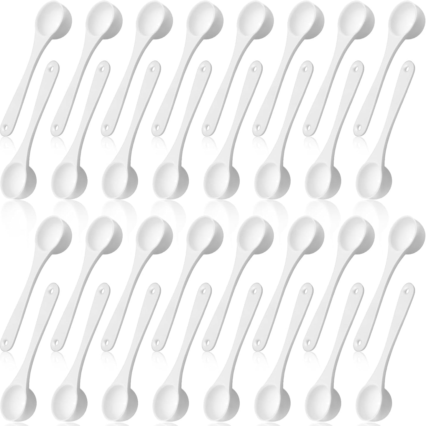 Maxdot 200 Pcs Teaspoon Measuring Spoons Bulk Reusable Plastic Scoop Measuring Spoons Long Handle Plastic Scoop for Cosmetics Coffee Sugar Spices Protein((5 ml / 5 cc/ 1 Tsp)