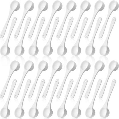 Maxdot 200 Pcs Teaspoon Measuring Spoons Bulk Reusable Plastic Scoop Measuring Spoons Long Handle Plastic Scoop for Cosmetics Coffee Sugar Spices Protein((5 ml / 5 cc/ 1 Tsp)