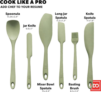 All New DI ORO 6-Piece Silicone Spatula Set - Rubber Kitchen Utensils for Baking, Cooking & Mixing - Heat-Resistant 600°F BPA Free Spatulas for Nonstick Cookware - Dishwasher Safe (Black)