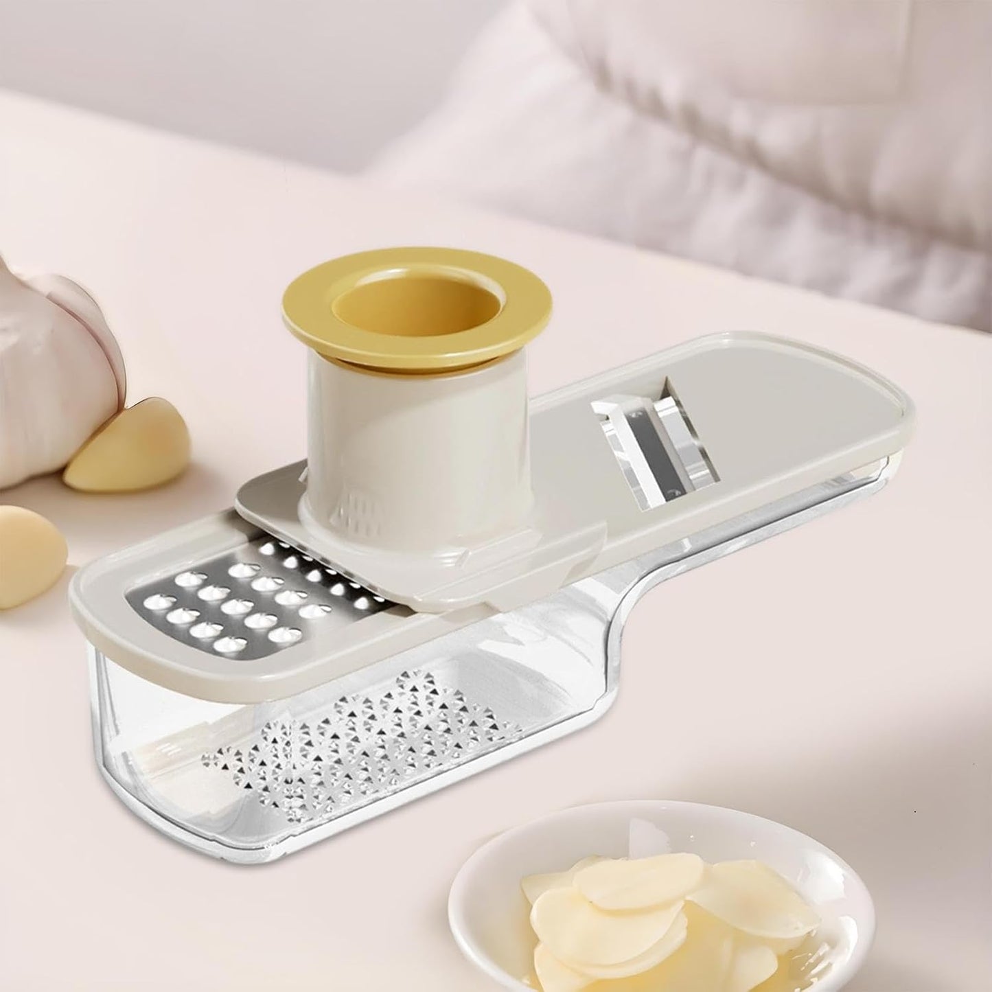 Ginger Garlic Grater Ginger Garlic Grinding Cooking W Container Multi Purpose Easy Grip Manual Kitchen Tool for Baking, Green