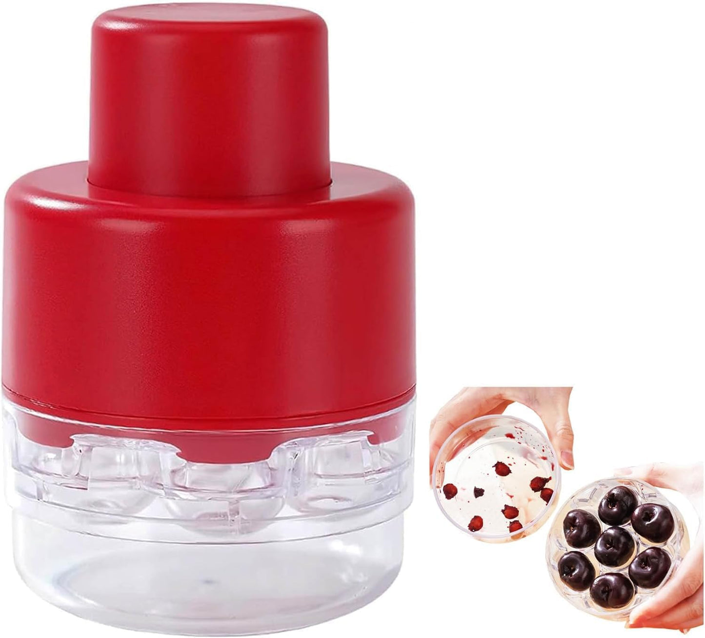 Efficient 7-Hole Cherry Pitter Tool – Quick-Release Seed Remover for Bakey, Time & Space-Saving Design (Red)