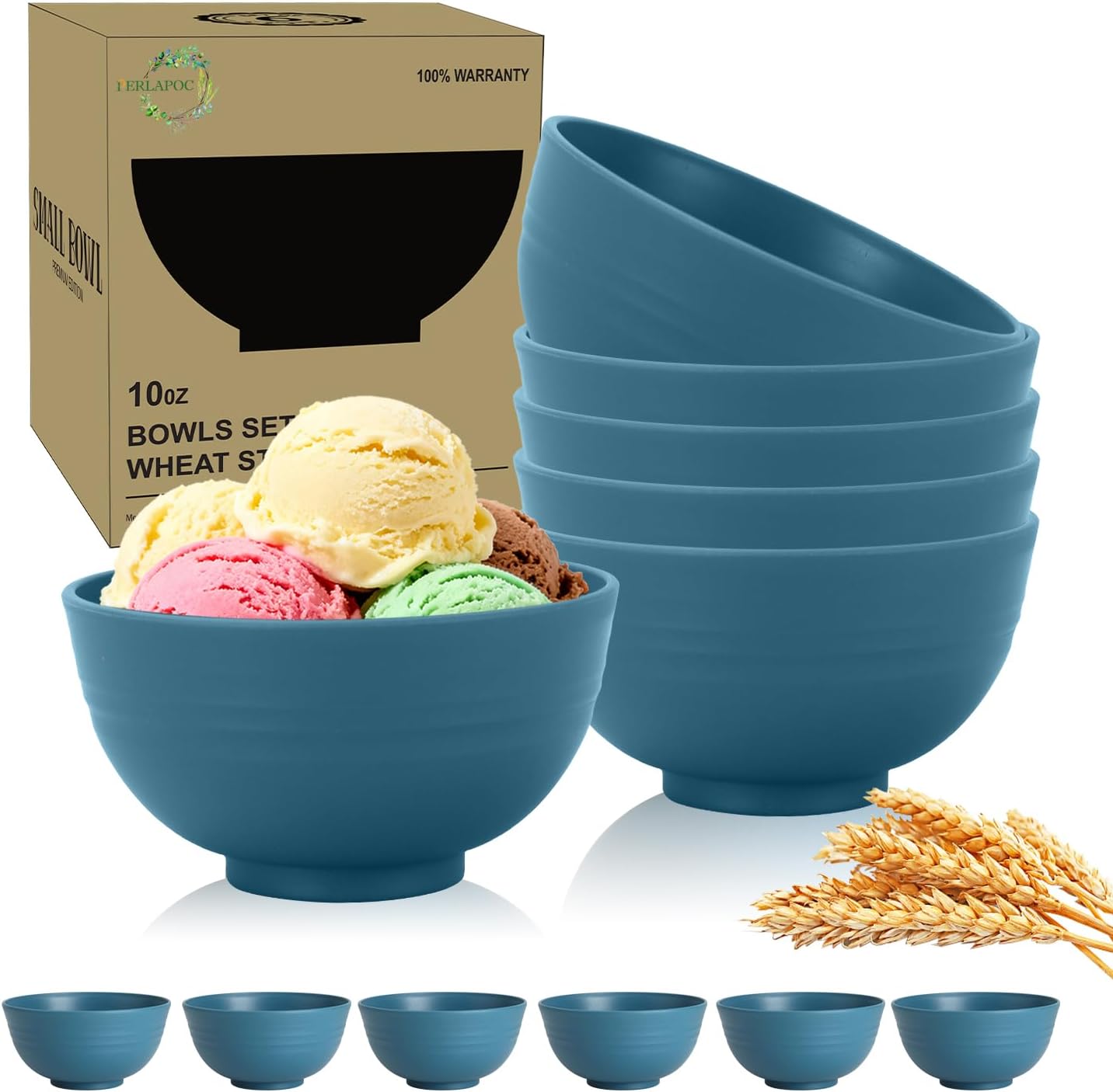 Wheat Straw Bowls Set with Lids, Unbreakable 40 OZ Cereal Bowls Set of 4, Salad Container for Lunch, Microwave & Dishwasher Safe Bowl Set for Kitchen, Picnic, RV, Camping, Multi