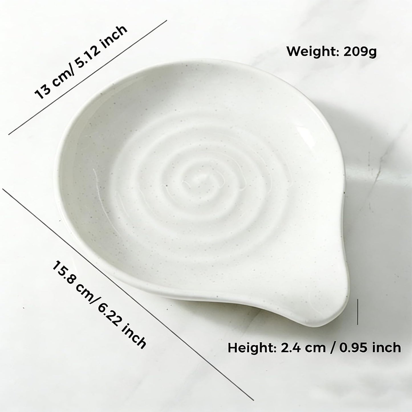 Ceramic Spoon Rest for Kitchen Counter, Coffee Spoon Holder, Easy to Clean Stovetop Spoon Tray, Decorative Countertop Organizer for Soup Spoons/Ladles (White)
