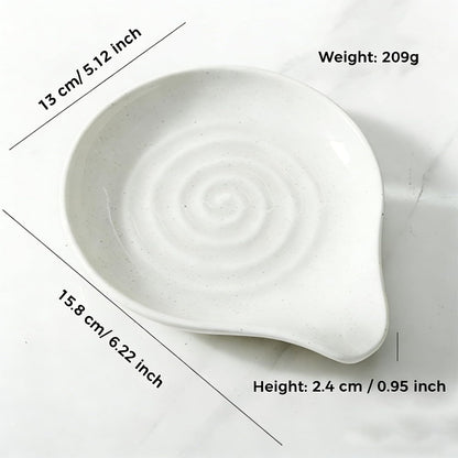 Ceramic Spoon Rest for Kitchen Counter, Coffee Spoon Holder, Easy to Clean Stovetop Spoon Tray, Decorative Countertop Organizer for Soup Spoons/Ladles (White)