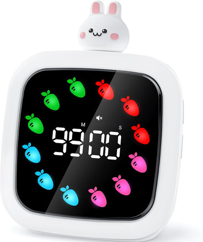 Yunbaoit Digital Visual Timer for Kids, Rechargeable 99-Minute Silent Countdown Timer with 19 Ringtones, 9 Optional DIY Color Star Display, Time Management Tool with Pause Function (Rainbow)