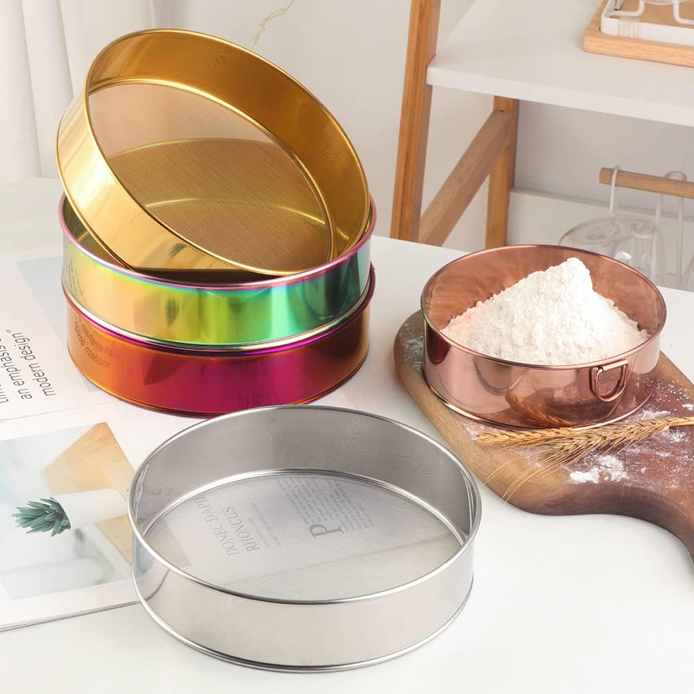 18/10 Stainless Steel Flour Sifter, Kitchen Cake Flour Fine 80 Mesh Strainers Sieve for Baking Cake Bread