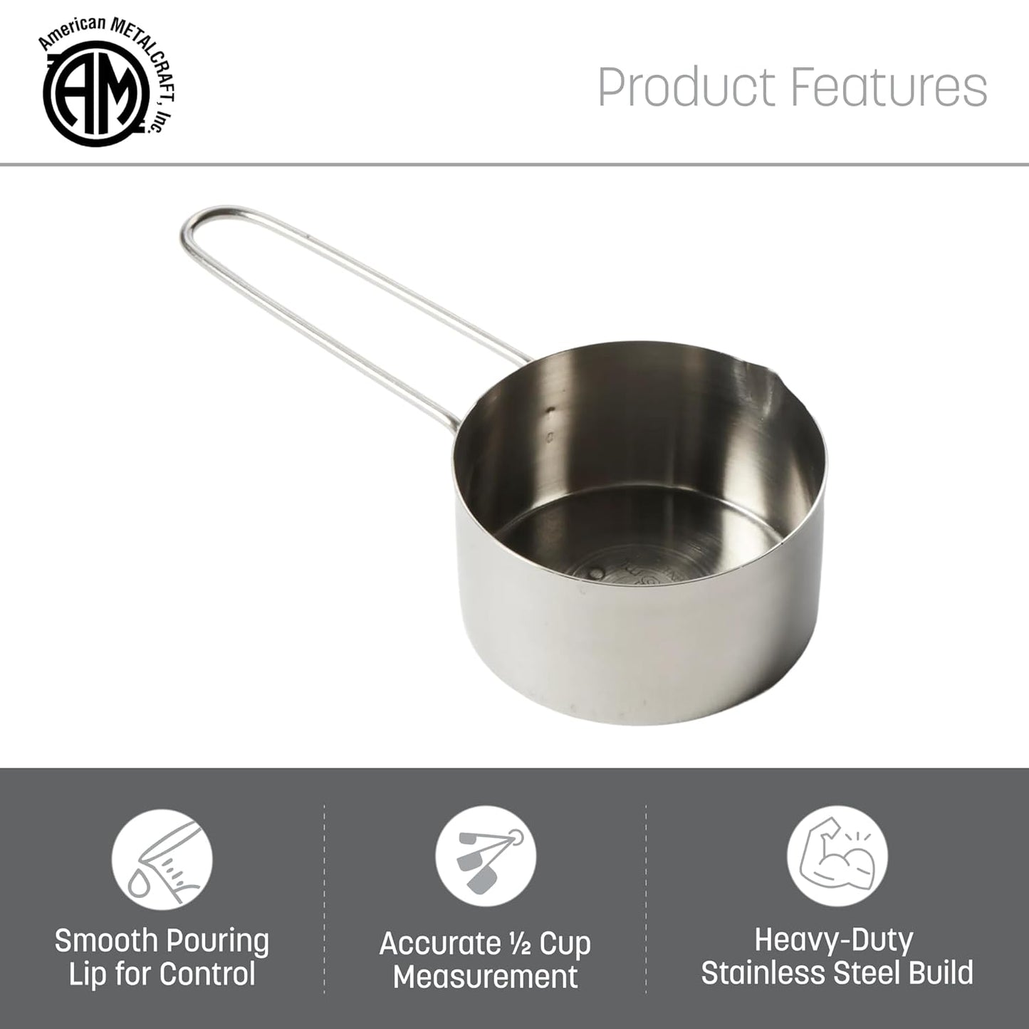 American METALCRAFT, Inc. 1/3 Stainless Steel Measuring Cup, Silver