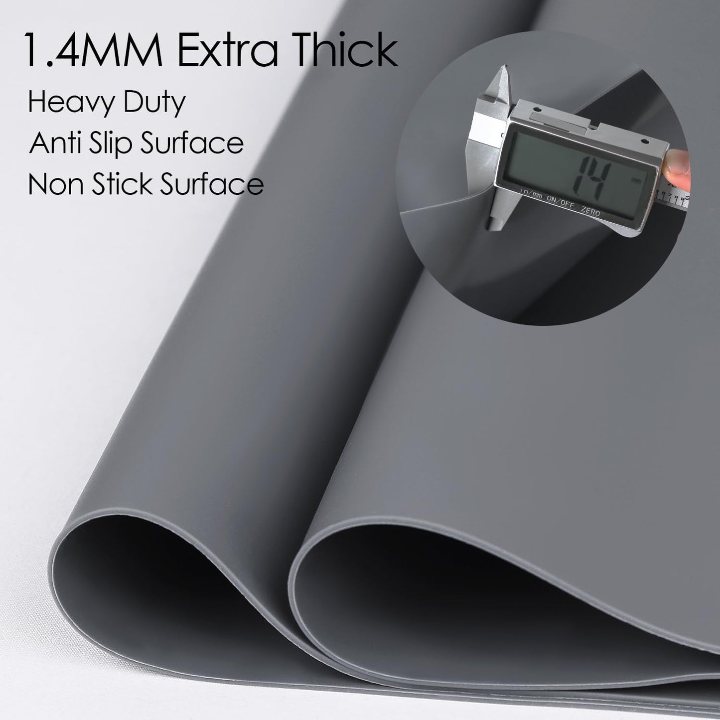 Standard Silicone Mat,Black Baking Mat-Food Grade Kids Dinner Table Placemat Non Slip Counter Mat with Raised Edges Heat Resistant Mat for Air Fryer Nonstick Pastry Dough Mat(1 Pack 23.6'' x 15.7'')