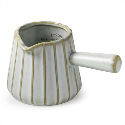 Espresso Cups Ceramic, 200ML Espresso Measuring Cup with Handle, Expresso Shots Cups with Scale, Espresso Accessories, White