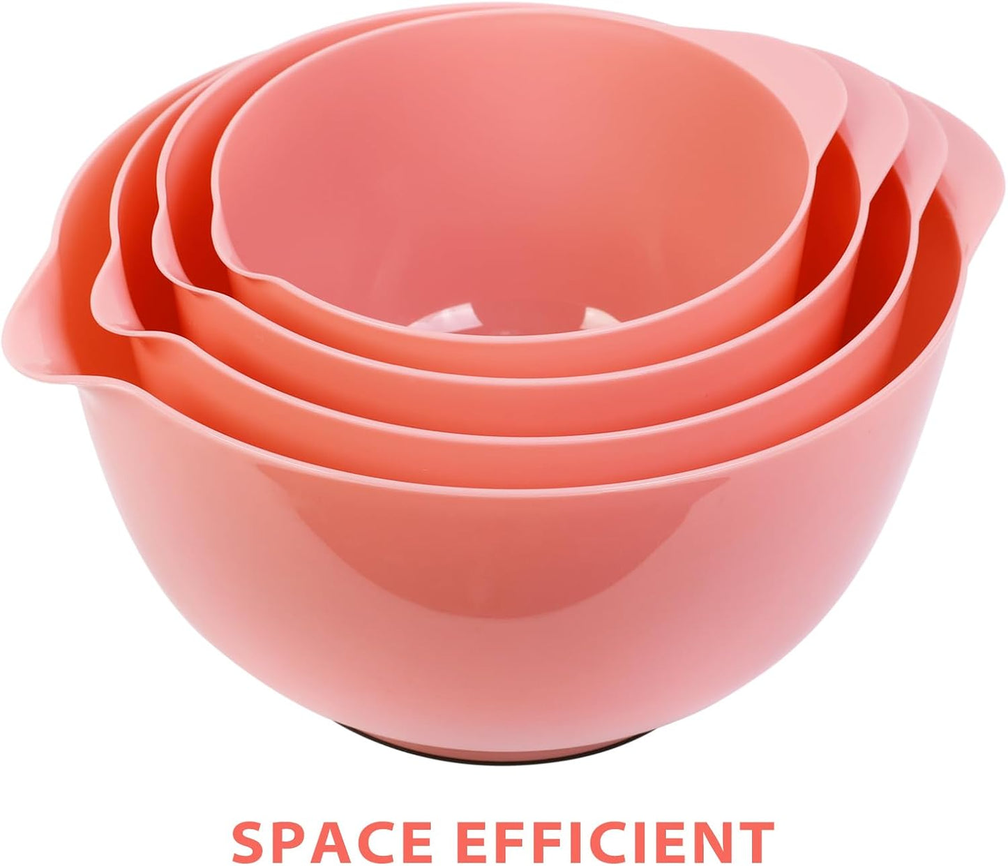 BoxedHome Green Ombre Nesting Plastic Mixing Bowl Set With Pour Spout, Microwave and Dishwasher Safe, BPA free Non-Slip Base, Set of 4 Size 1.7, 2.5, 3.5 and 4.5qt, Great for Prepping, Baking, Cooking