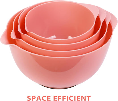 BoxedHome Green Ombre Nesting Plastic Mixing Bowl Set With Pour Spout, Microwave and Dishwasher Safe, BPA free Non-Slip Base, Set of 4 Size 1.7, 2.5, 3.5 and 4.5qt, Great for Prepping, Baking, Cooking