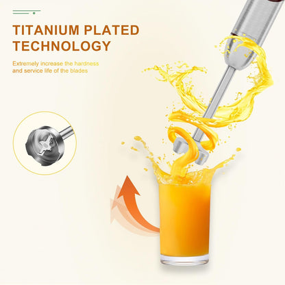 MegaWise 5-in-1 Hand Blender, Powerful Immersion Stick Blender with Titanium Reinforced Blades, 12-Speed Control, Includes Chopper, Beaker, Whisk & Frother for Smoothies & Baby Food