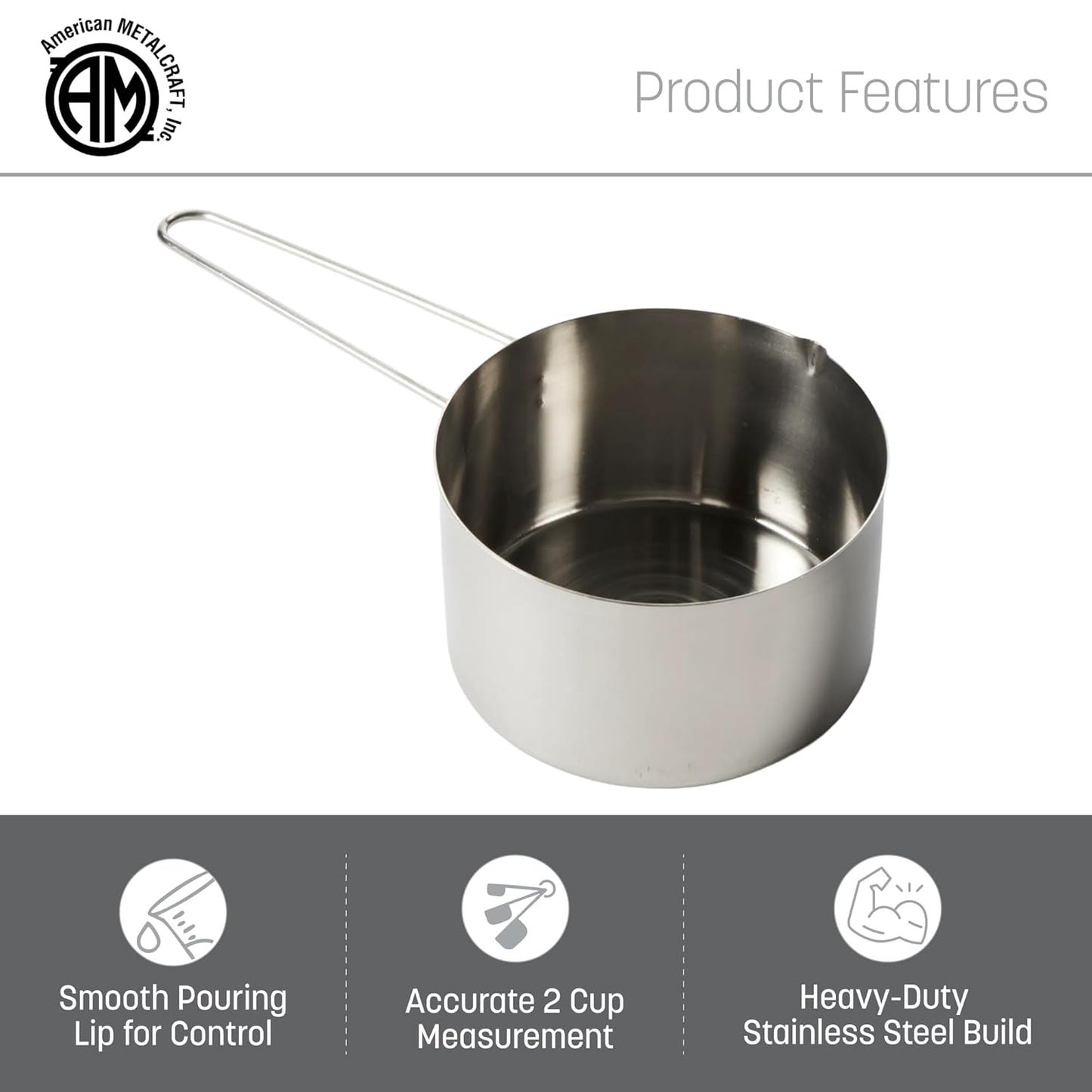 American METALCRAFT, Inc. 1/3 Stainless Steel Measuring Cup, Silver