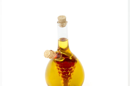 Fox Run 7050 Run Grape Motif Oil and Vinegar Cruet Dispenser Bottle, Clear Borosilicate Glass