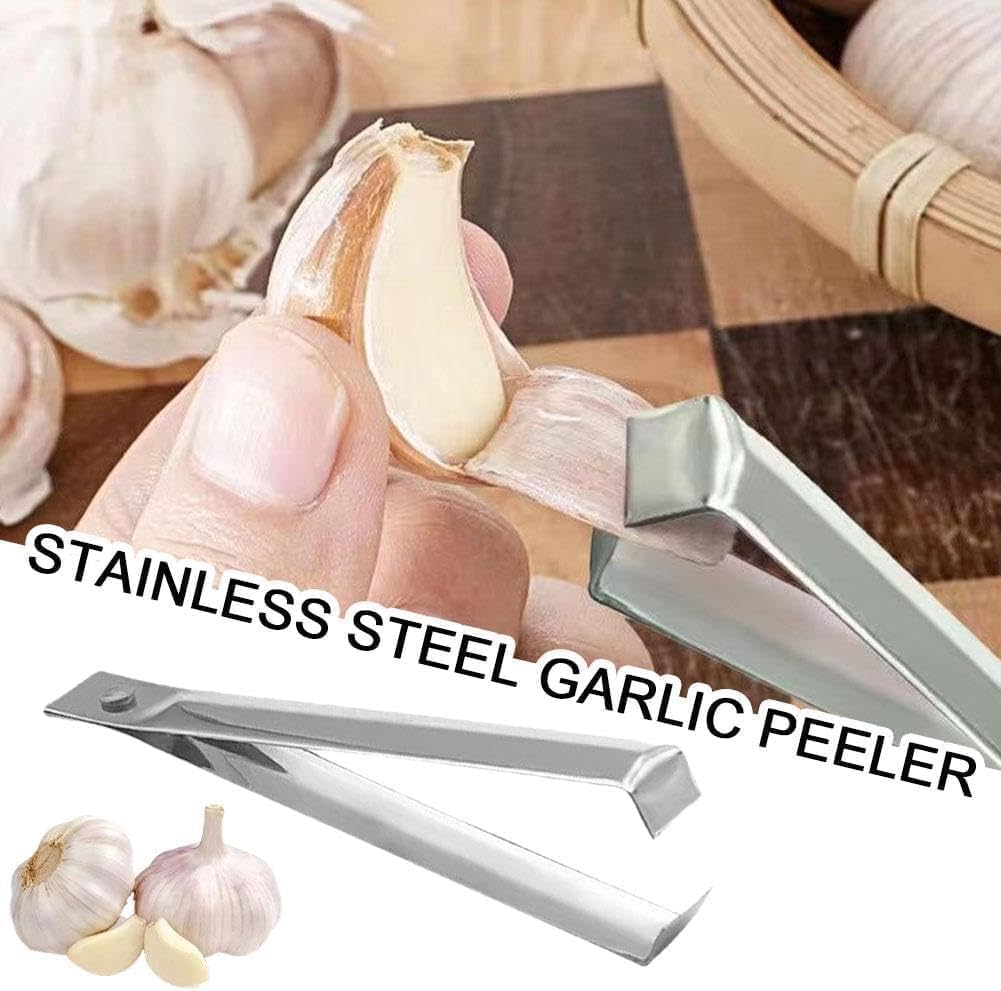 2 Pcs Garlic Peeler Skin Remover,Stainless Steel Peeling Clip,Garlic Tweezer Peeler Skin Remover Tool Precision Grip for Household, Kitchen Gadgets Garlic Tools