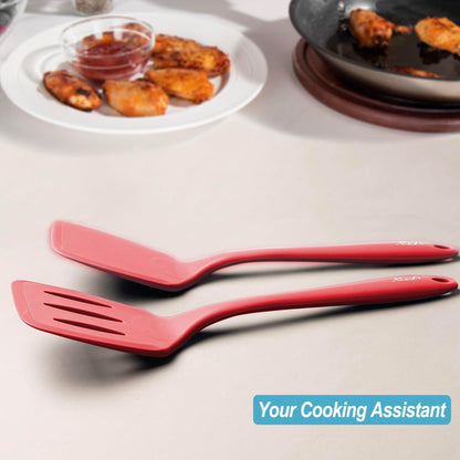 Silicone Spatula Turner Set, High Heat Resistant Spatulas with Seamless One Piece Design, Nonstick Rubber Flippers Utensils for Baking & Cooking,BPA-Free, Starry Blue,11IN
