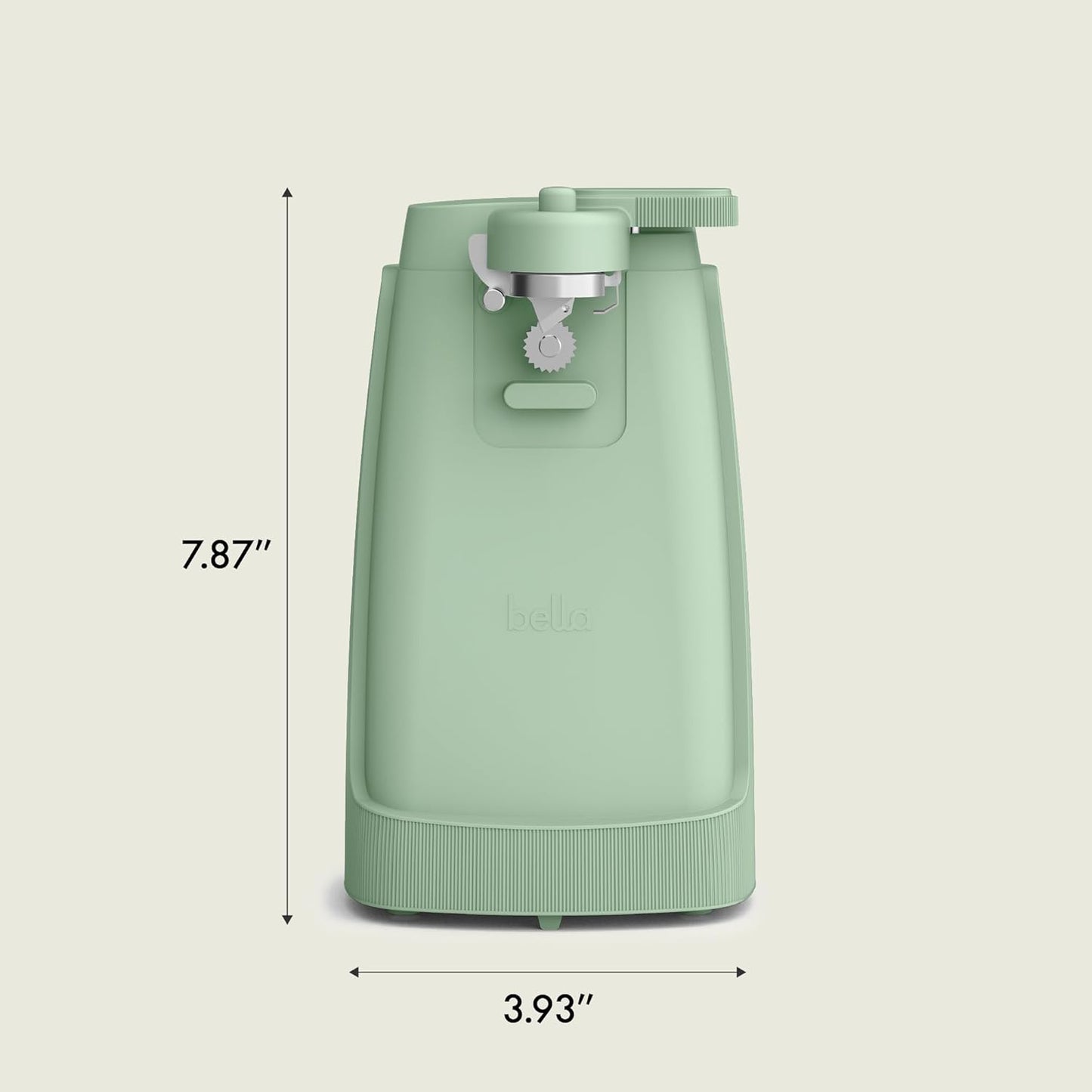 bella Electric Can Opener and Knife Sharpener, Removable Cutting Lever, Cord Storage, Stainless Steel Blade, Sage