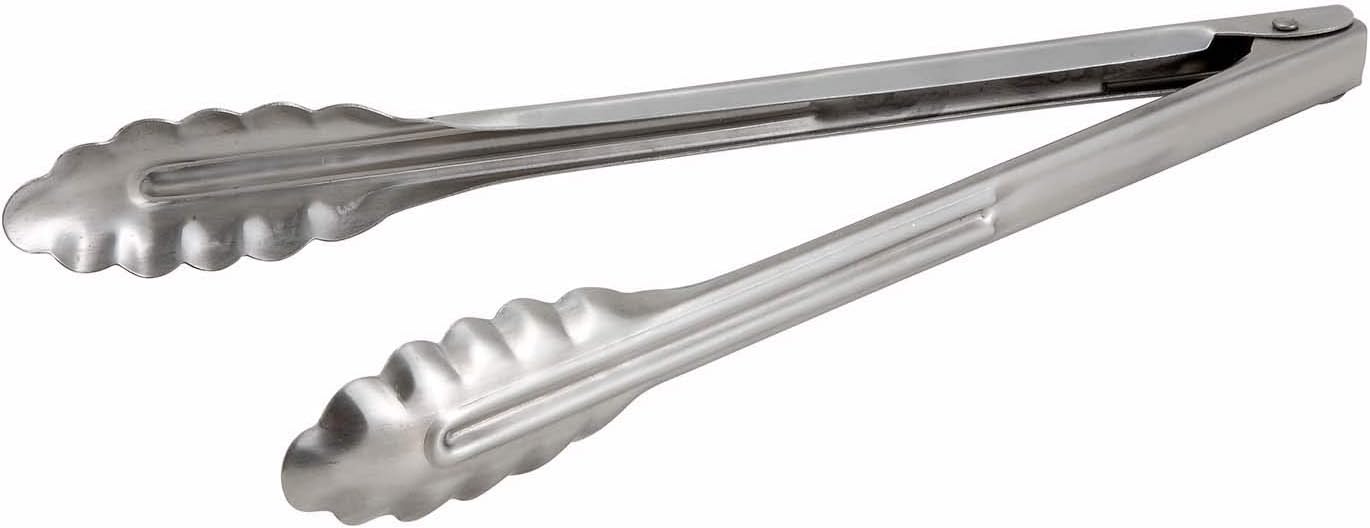 Winco Stainless Steel, Coiled Spring Utility Tong Heavyweight, 12-Inch, Medium