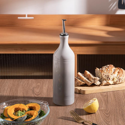 Sweejar Ceramic Olive Oil Dispenser Bottle, Opaque Oil Cruet Protects to Reduce Oxidation, Suitable for Storage Vinegar, Coffee Syrups & Other Liquids, Pack of 1, 15.5 Fl Oz(Beige)