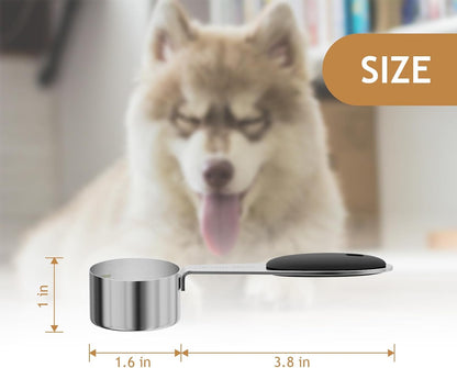 LEIFENY 2PCS 1/8CUP(30ml) Dog Cat Food Scoop, Stainless Steel Measuring Cup, Metal Pet Scooper with Inner Precision Scale Measurement
