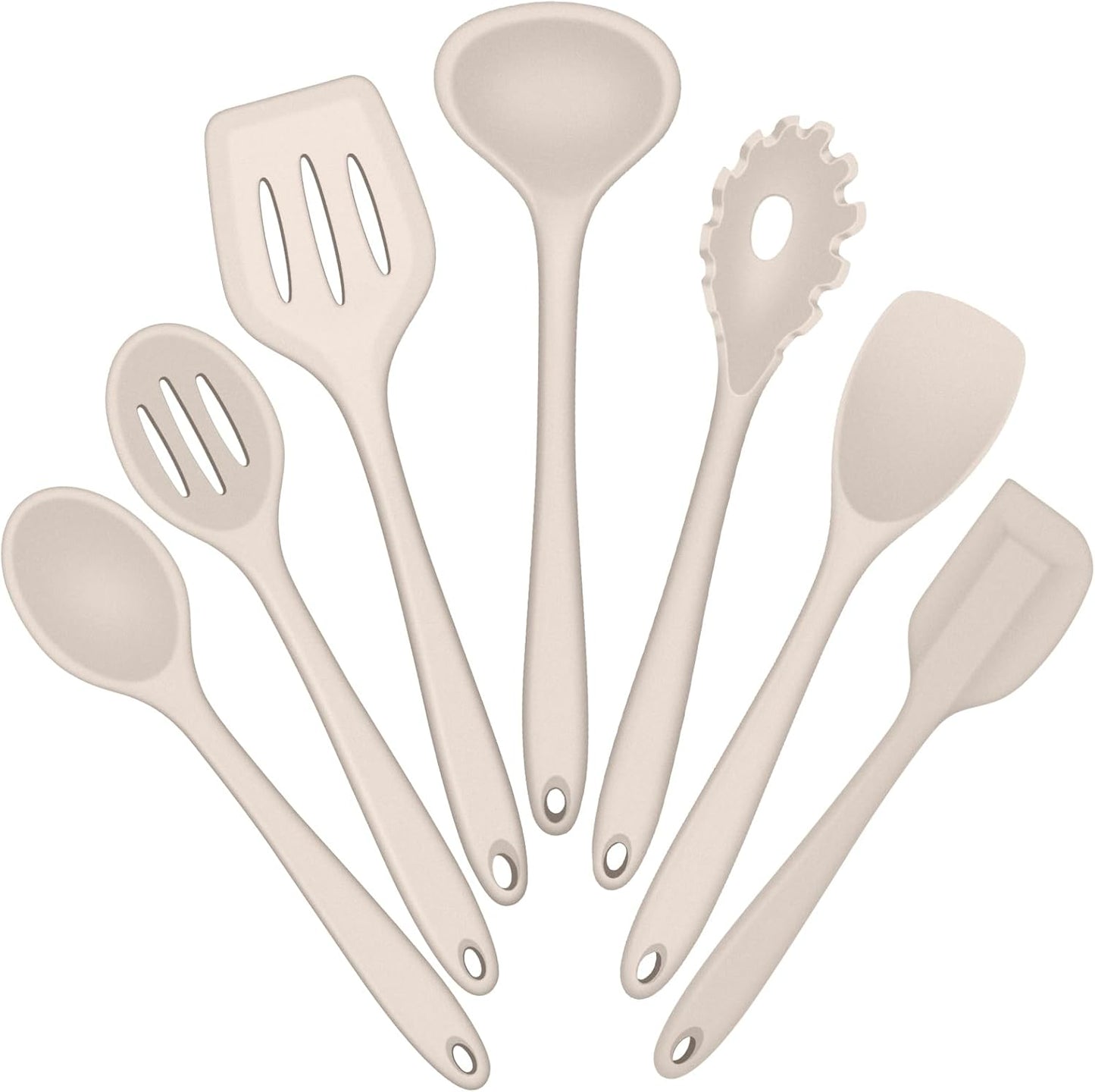 E-far Silicone Cooking Utensils Set, 7-Piece Black Heat Resistant Kitchen Utensils Set, Kitchen Nonstick Tools Spatula Ladle Spoon Pasta Server for Non-stick Cookware, Non-Toxic & Dishwasher safe
