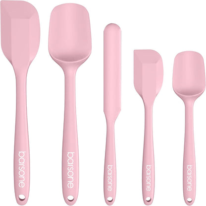 5-Piece Silicone Spatula Set - Heat Resistant 446°F Food Grade BPA Free, Nonstick Cookware Safe Dishwasher Safe Kitchen Tools for Baking, Cooking, Stirring, Multicolor.