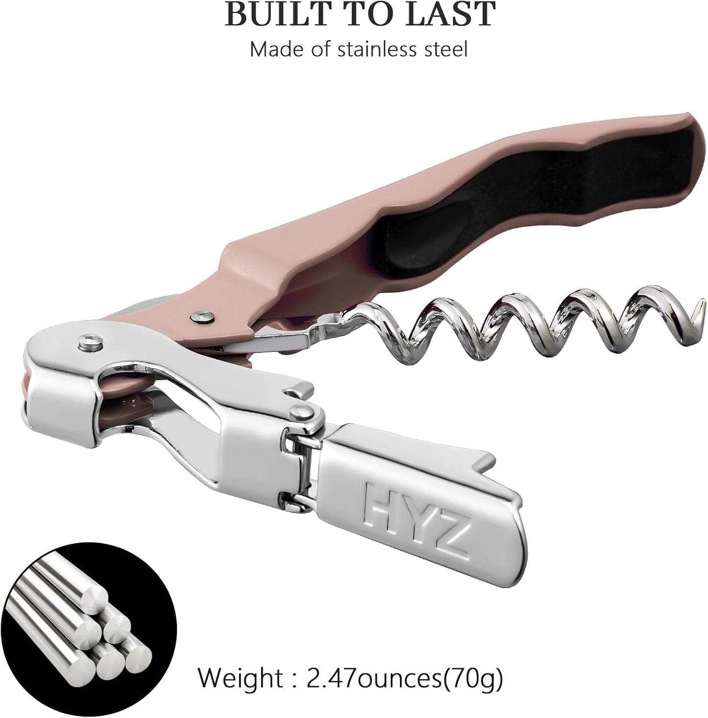 HYZ 2-Pack Wine Opener Waiter Corkscrew, Professional Wine Key for Servers, Bartender, with Foil Cutter, Manual Wine Bottle Opener Double Hinged (Black)