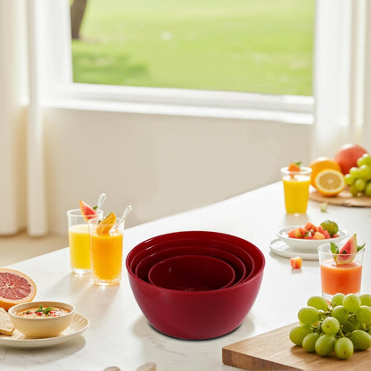 4-Piece Classic Plastic Prep Bowls with Lids, Nesting Plastic Small Mixing Bowl Set for Mixing, Baking, Prepping, Cooking and Serving Food, Microwave and Dishwasher Safe