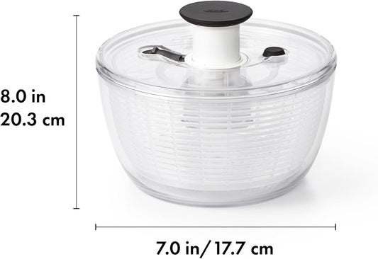 OXO Good Grips Salad Spinner - Large, Green Lettuce & Fruit Washer, BPA-Free, Easy One-Hand Pump