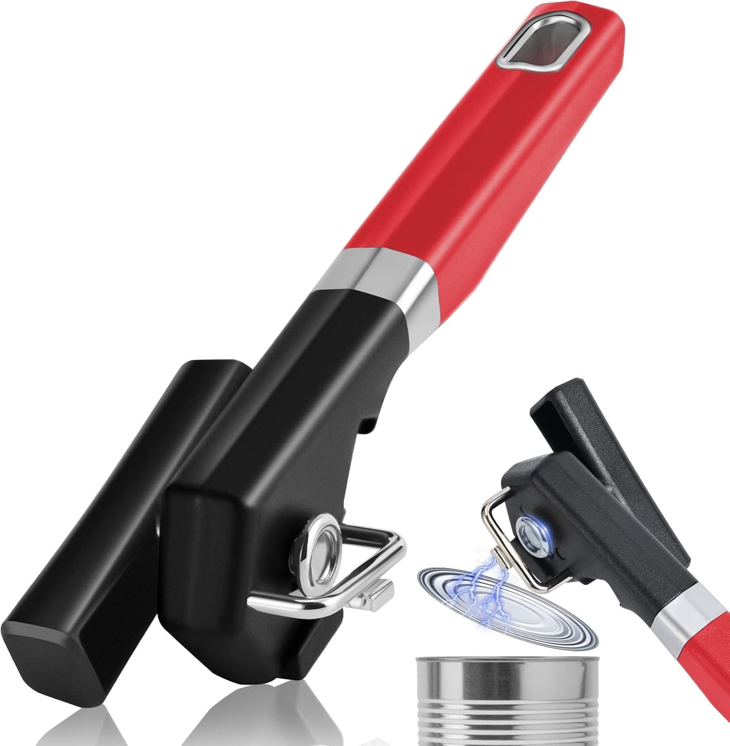 Side Cut Can Opener Smooth Edge, Safety Can Opener with Durable Sharp Blade, Big & Soft Turn Knob & Comfortable Non-Slip Handle, Black