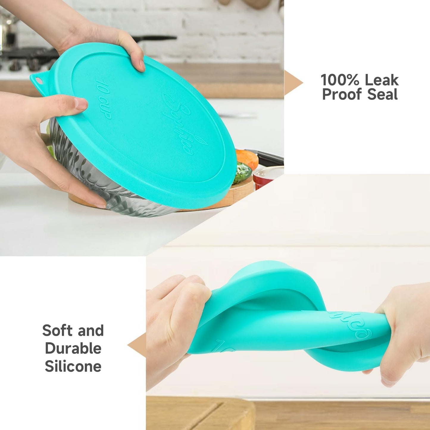 SOPHICO Silicone Replacement Lids for Pyrex Sculpted Glass & Tinted Glass Bowls Mixing Bowls（4 size）