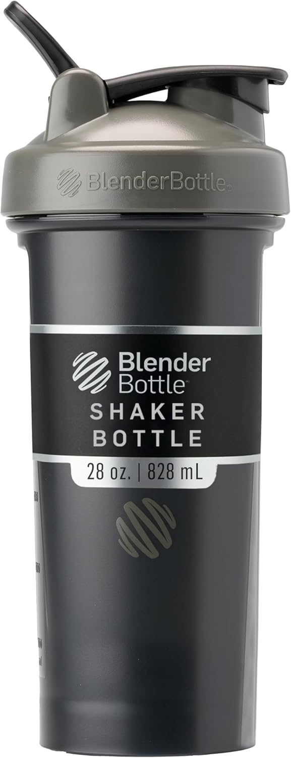 BlenderBottle Classic V2 Shaker Bottle Perfect for Protein Shakes and Pre Workout, 28-Ounce, Clear/Black