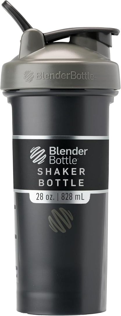BlenderBottle Classic V2 Shaker Bottle Perfect for Protein Shakes and Pre Workout, 28-Ounce, Clear/Black