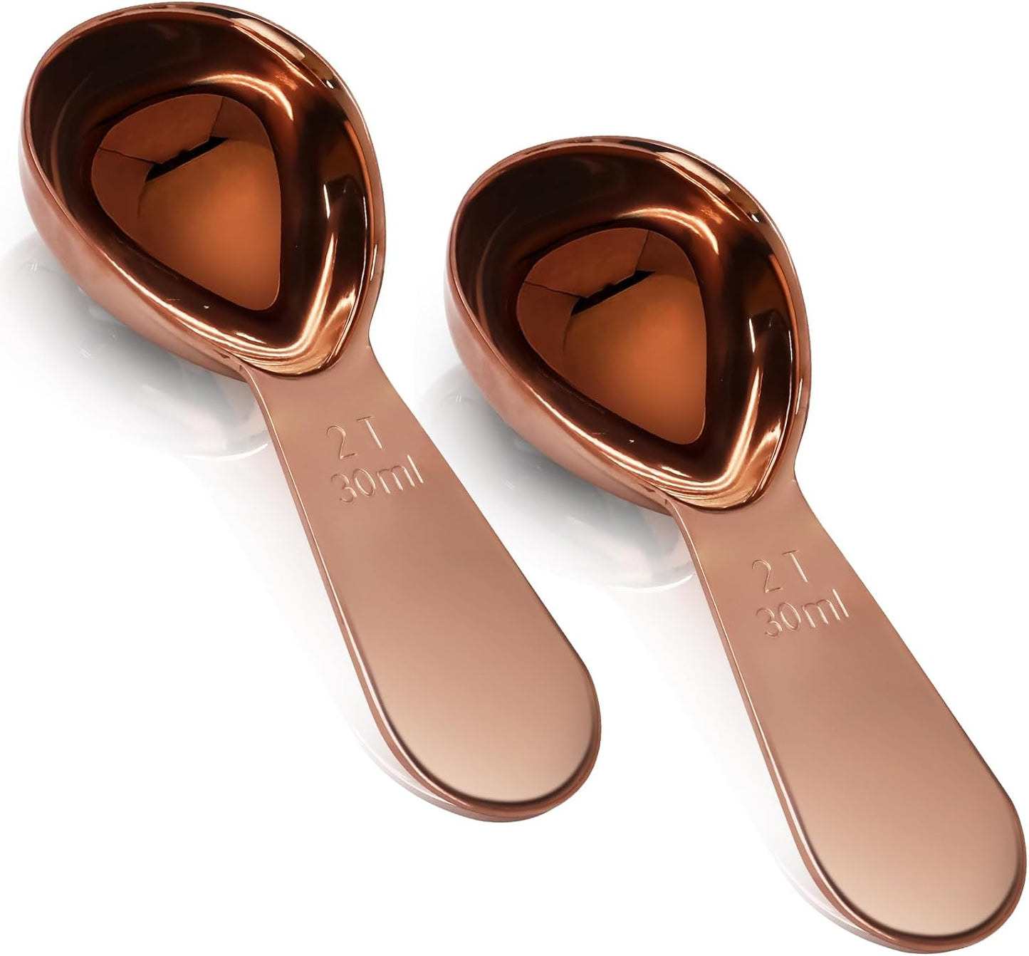 Coffee Scoops 2Tbs (30ml/ 1/8 Cup / 1 oz), Black 304 Stainless Steel Coffee 2 Tablespoon Scoop Short Handle Measuring Spoon, Set of 2