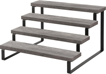YINMIT Wooden Display Riser Stand, Tiered Perfume and Cologne Organizer Stand, 4 Tier Spice Rack Organizer, Rustic Display Shelf for Candles (4 Tier)