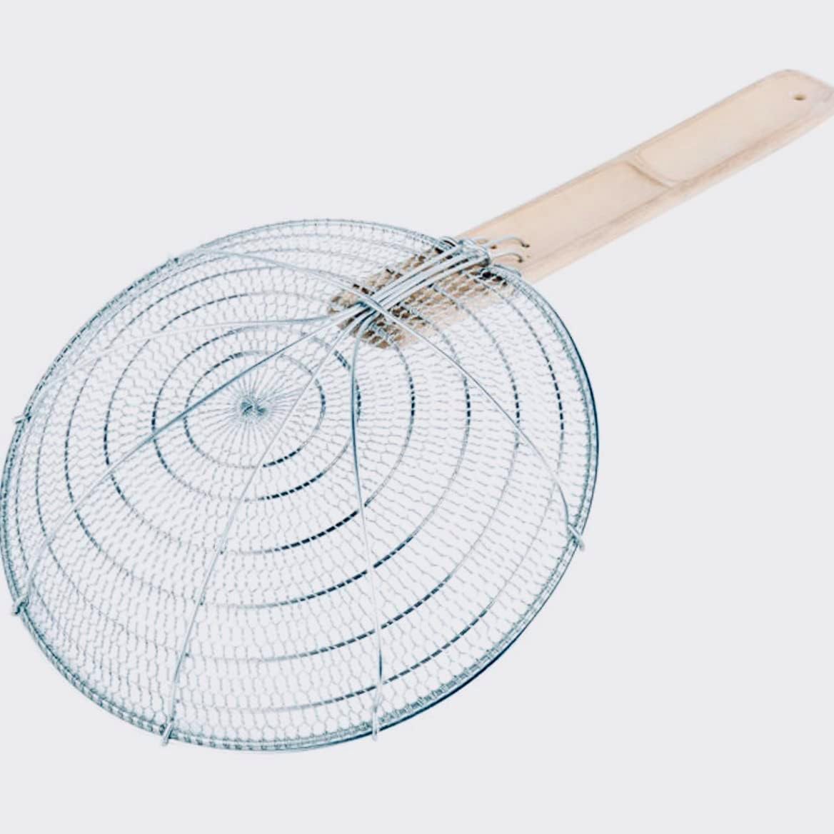 8-Inch Galvanized Steel Spider Strainer – Fine Mesh Skimmer with Natural Bamboo Handle for Cooking & Frying Ideal for Home & Professional Kitchens