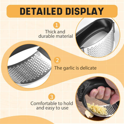 Garlic Presser Set, 2026 Upgraded Stainless Steel Garlic Press Rocker Professional Kitchen Gadgets Garlic Mincer Garlic Crusher, Heavy Duty Mincer Tool Garlic Chopper Garlic Presser Mincer