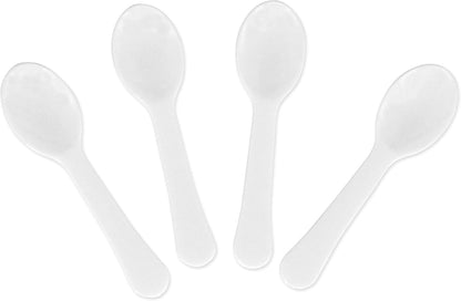 Extra Sturdy, Gmark 100pc 3" Taster Spoons Plastic Mini Spoons, Extra Sturdy, BPA Free, For Ice Cream, Dessert, White 1 Box Set GM1002F