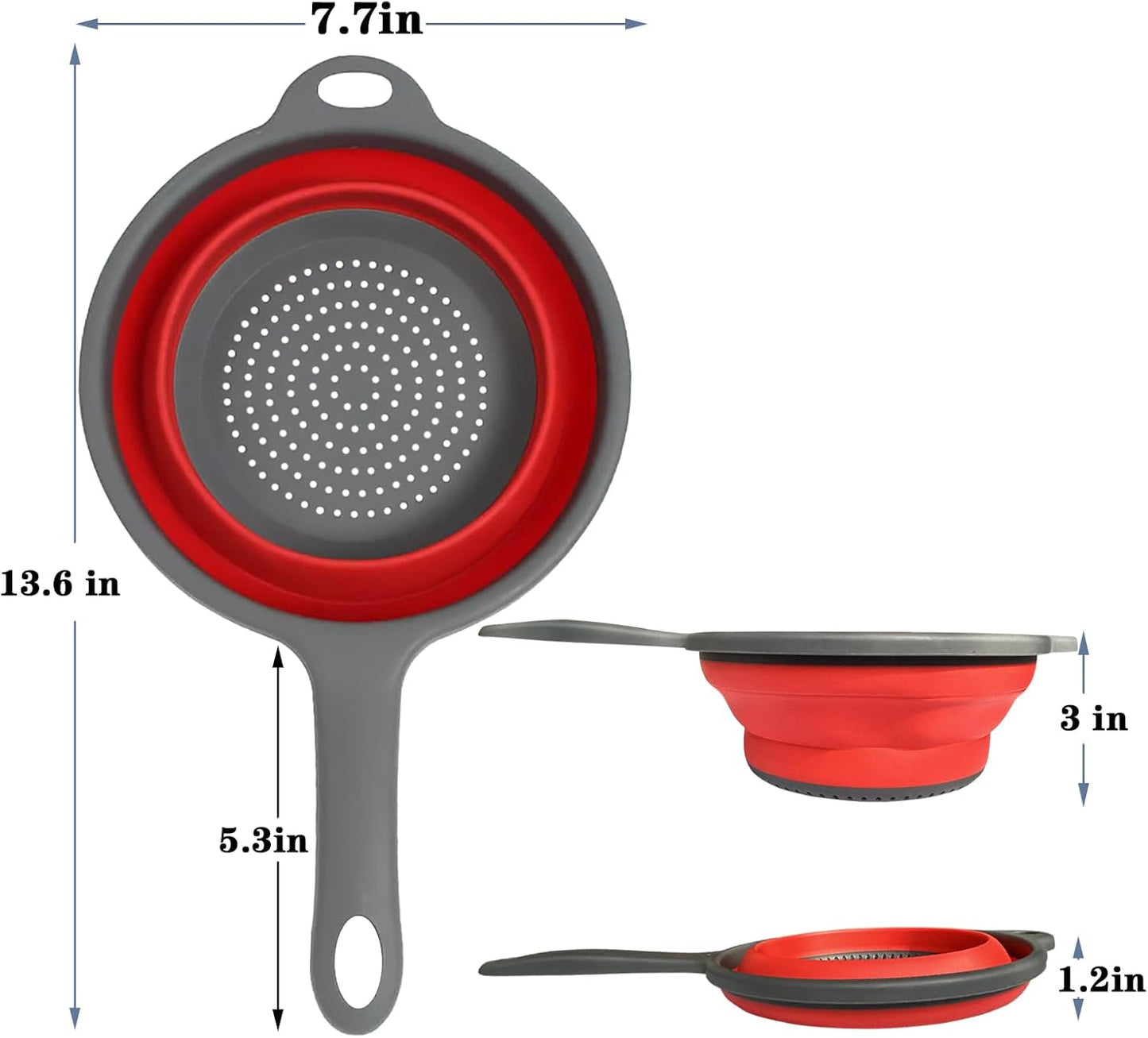 Collapsible Colander Set,Space Saving Collapsible Kitchen Colander Strainer with Handle,Perfect for Draining Pasta Vegetable fruit (Green)