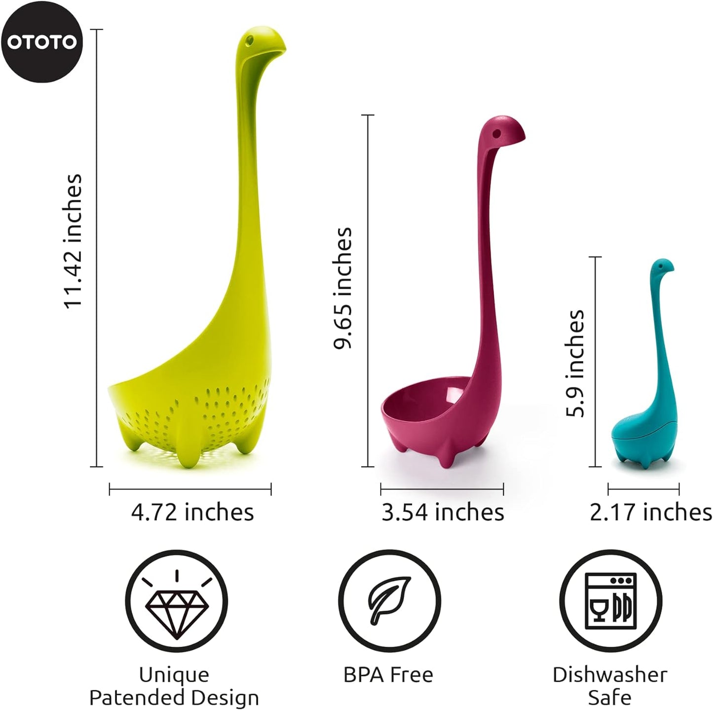 OTOTO The Original Nessie Ladle - Soup Ladle, Cute Gifts, Funny Kitchen Gadgets, Loch Ness design, Cooking Gifts for Mom - Cute and Practical Kitchen Utensils - Unique Gifts for Women