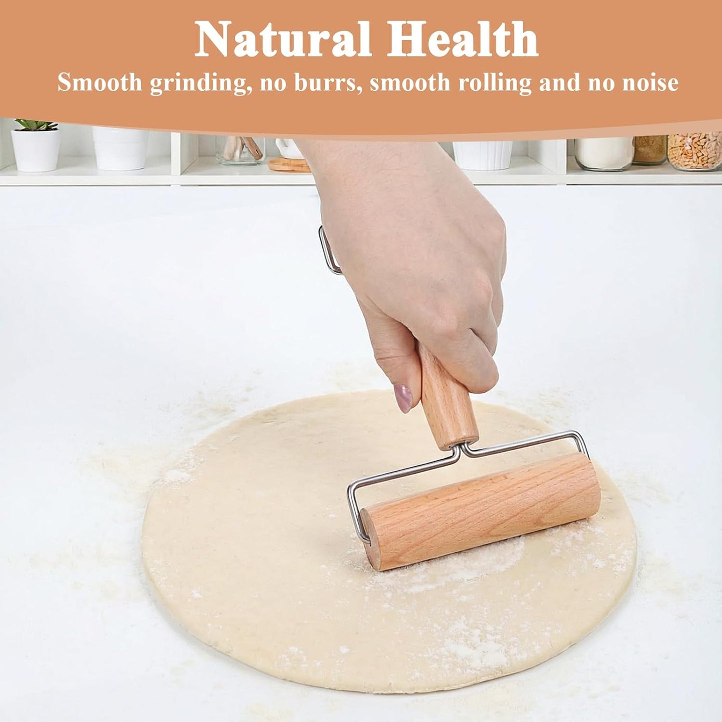 2 Pcs Baking Wooden Rolling Pins T-shape Pizza Dough Roller Pin Non-Stick Baker Pastry Roller Set for Tortilla Cookie Dumpling Home Kitchen Baking Cooking